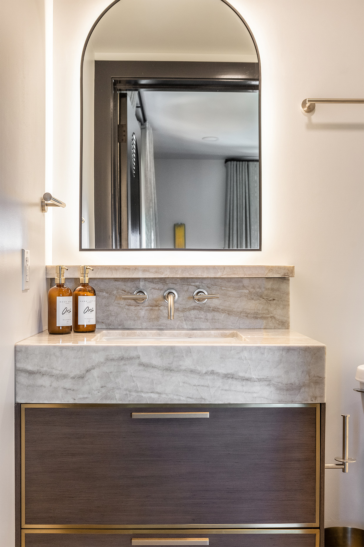 Bathroom sink in The Bluff hotel room at Orli La Jolla boutique hotel