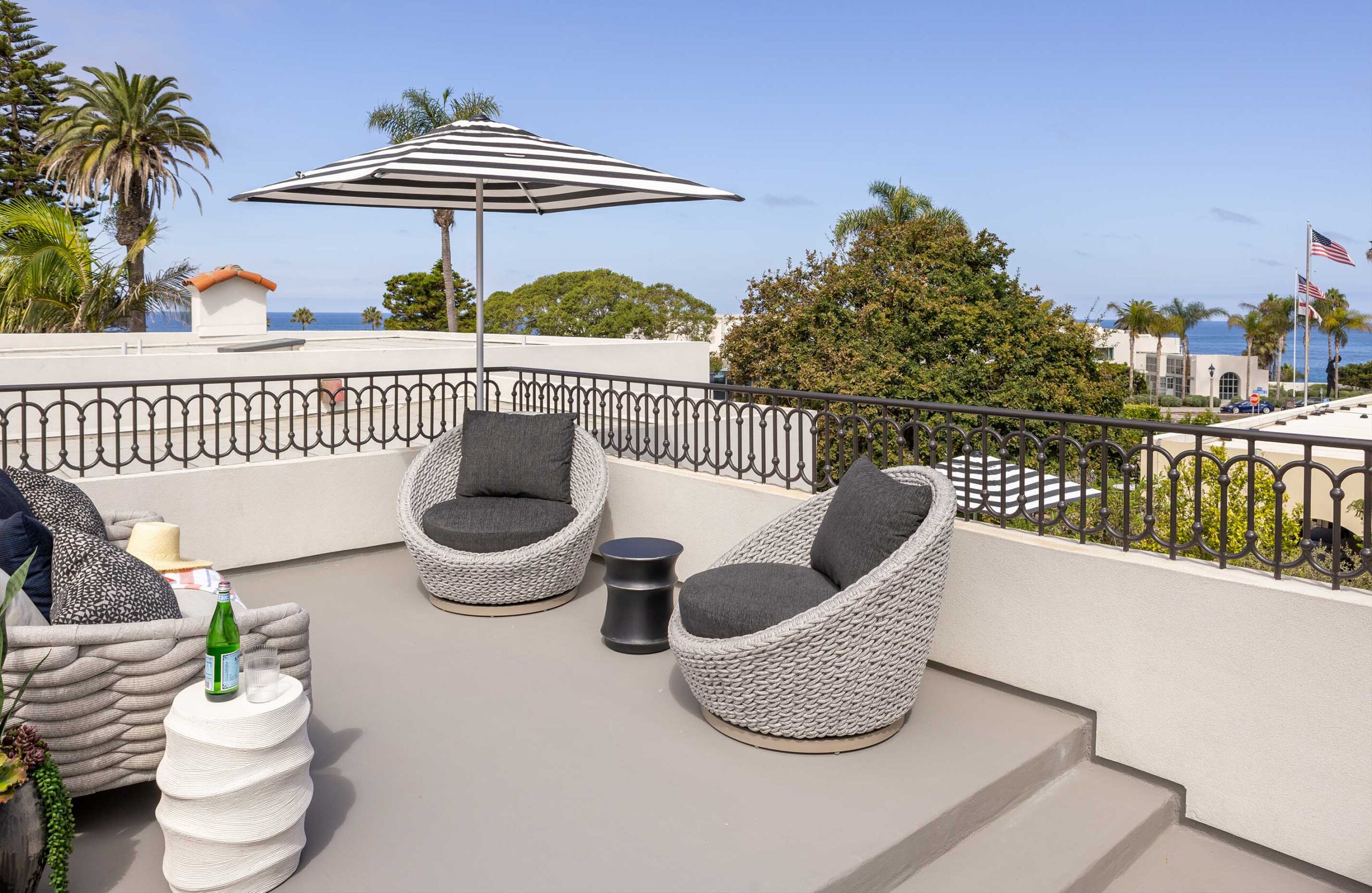 Rooftop deck in The Irving Gill Penthouse at Orli La Jolla boutique hotel