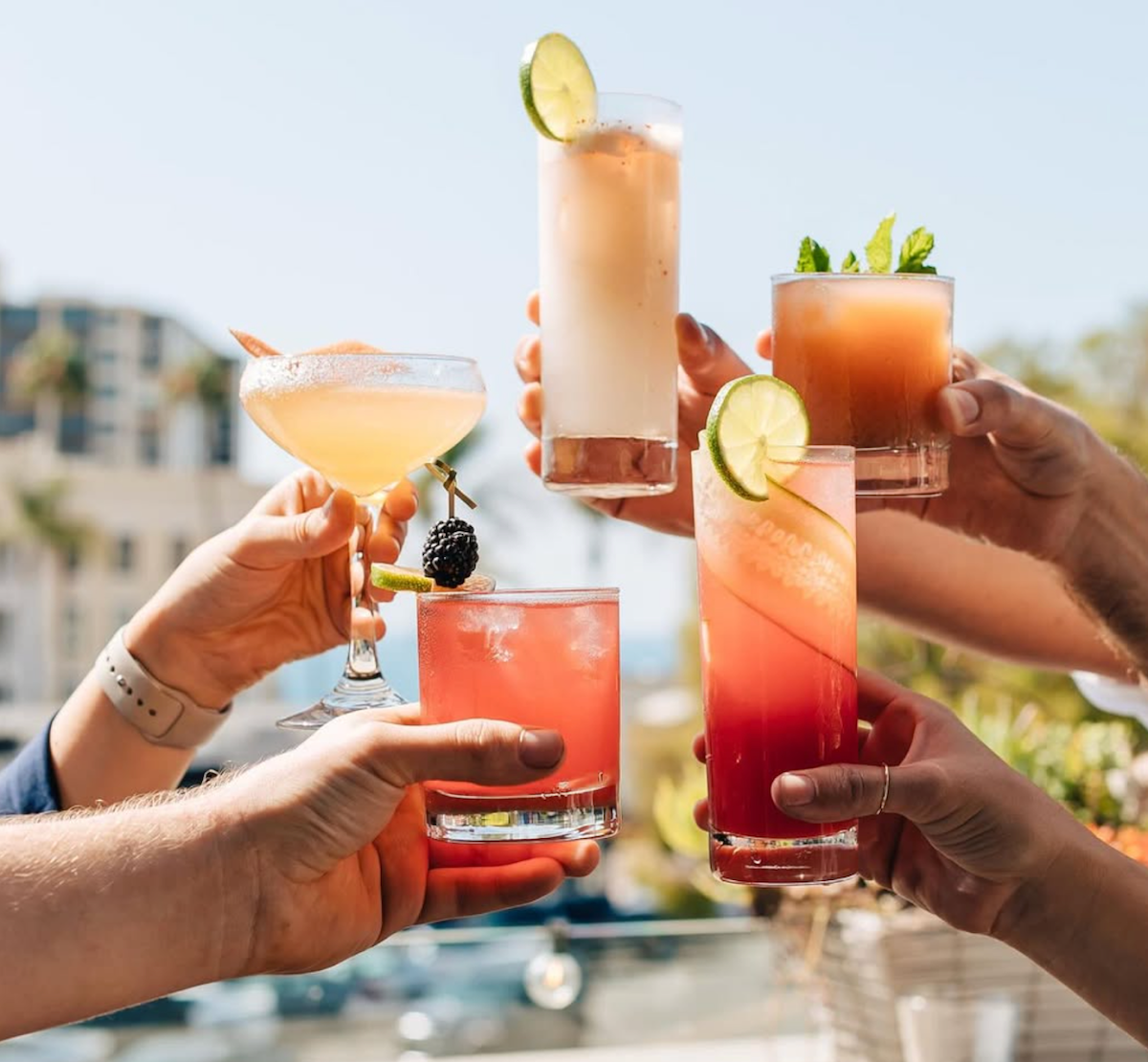 Five tropical cocktails